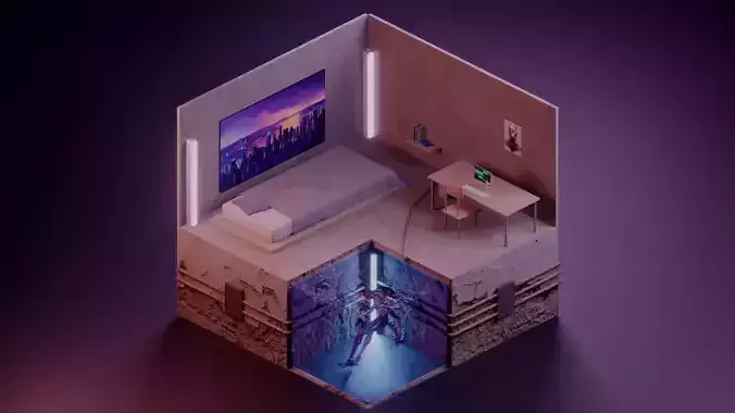 The Neighbor Indoors Interior 3D model The Neighbor Indoors Interior 3D model