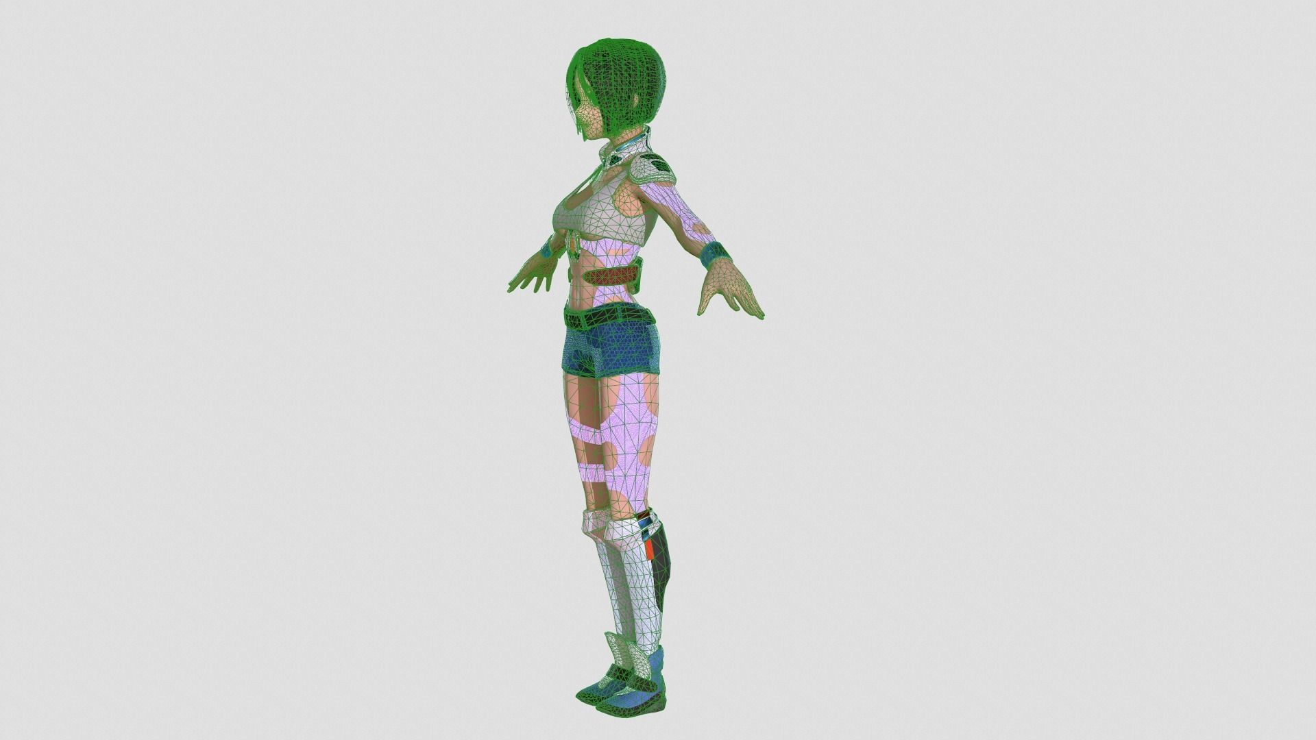 Android girl 3D model PBR Low-poly game Low-poly 3D model_10