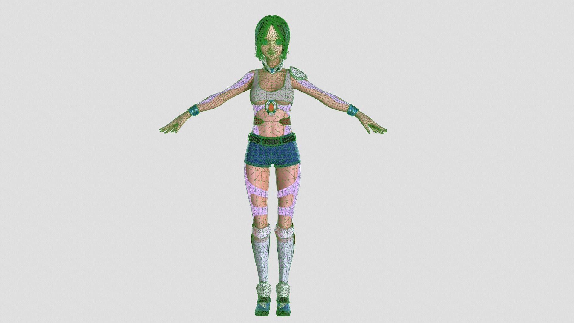 Android girl 3D model PBR Low-poly game Low-poly 3D model_11