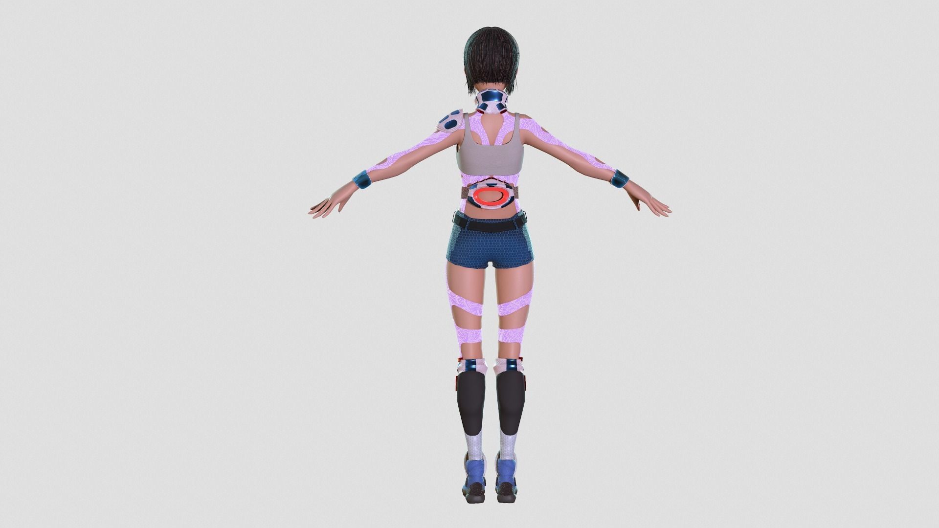 Android girl 3D model PBR Low-poly game Low-poly 3D model_9