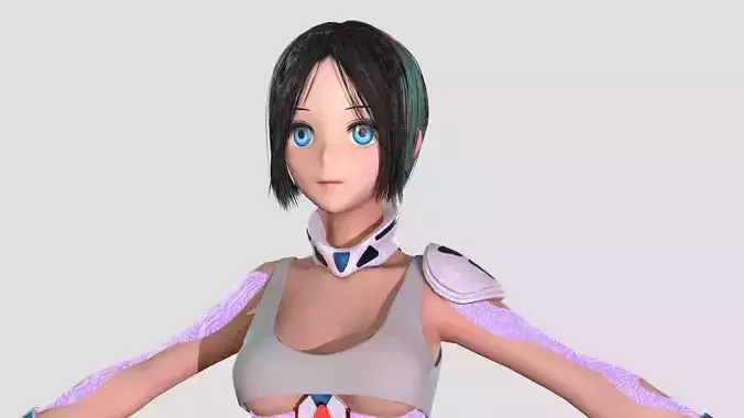 Android girl 3D model PBR Low-poly game Low-poly 3D model