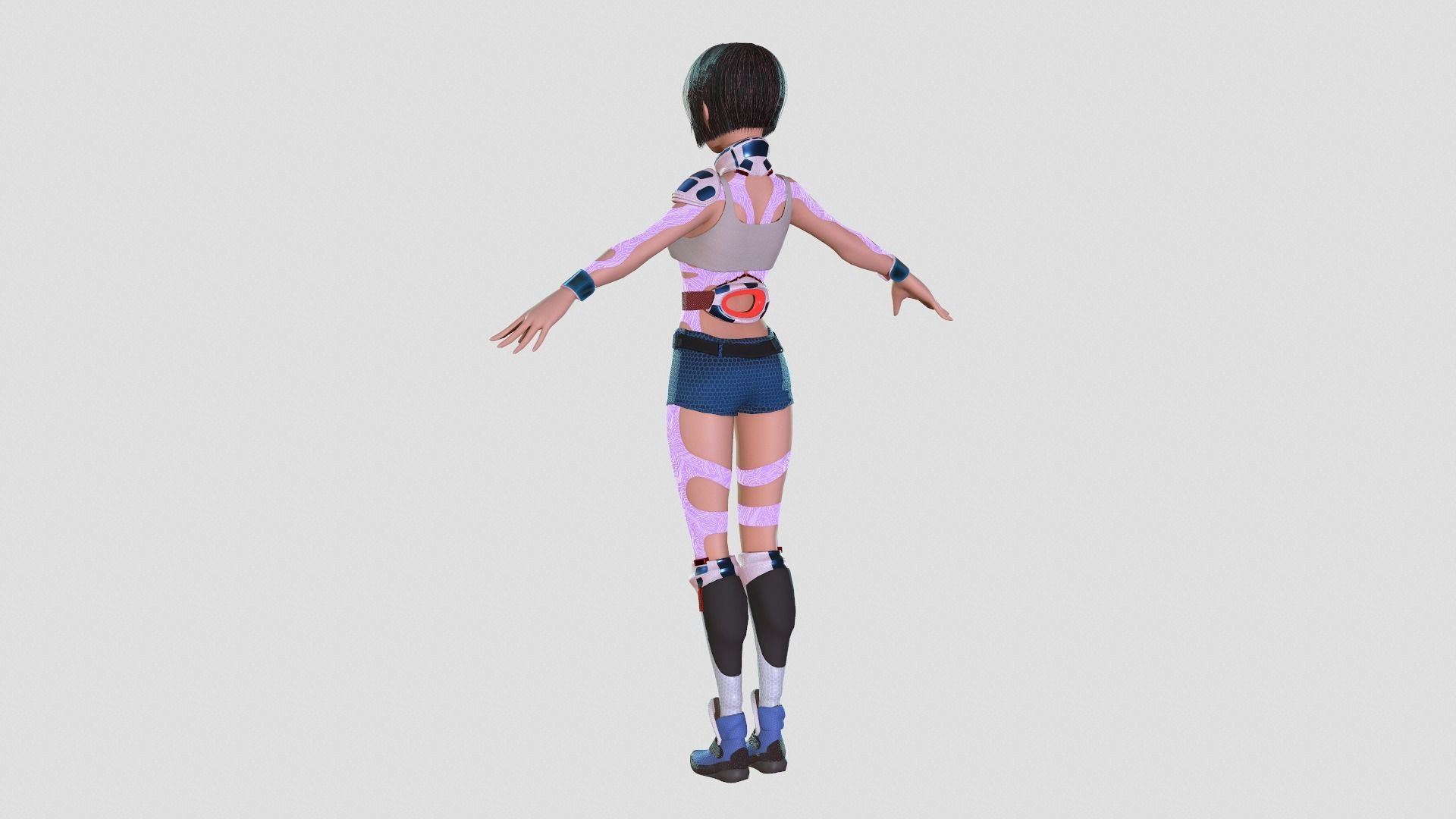 Android girl 3D model PBR Low-poly game Low-poly 3D model_8