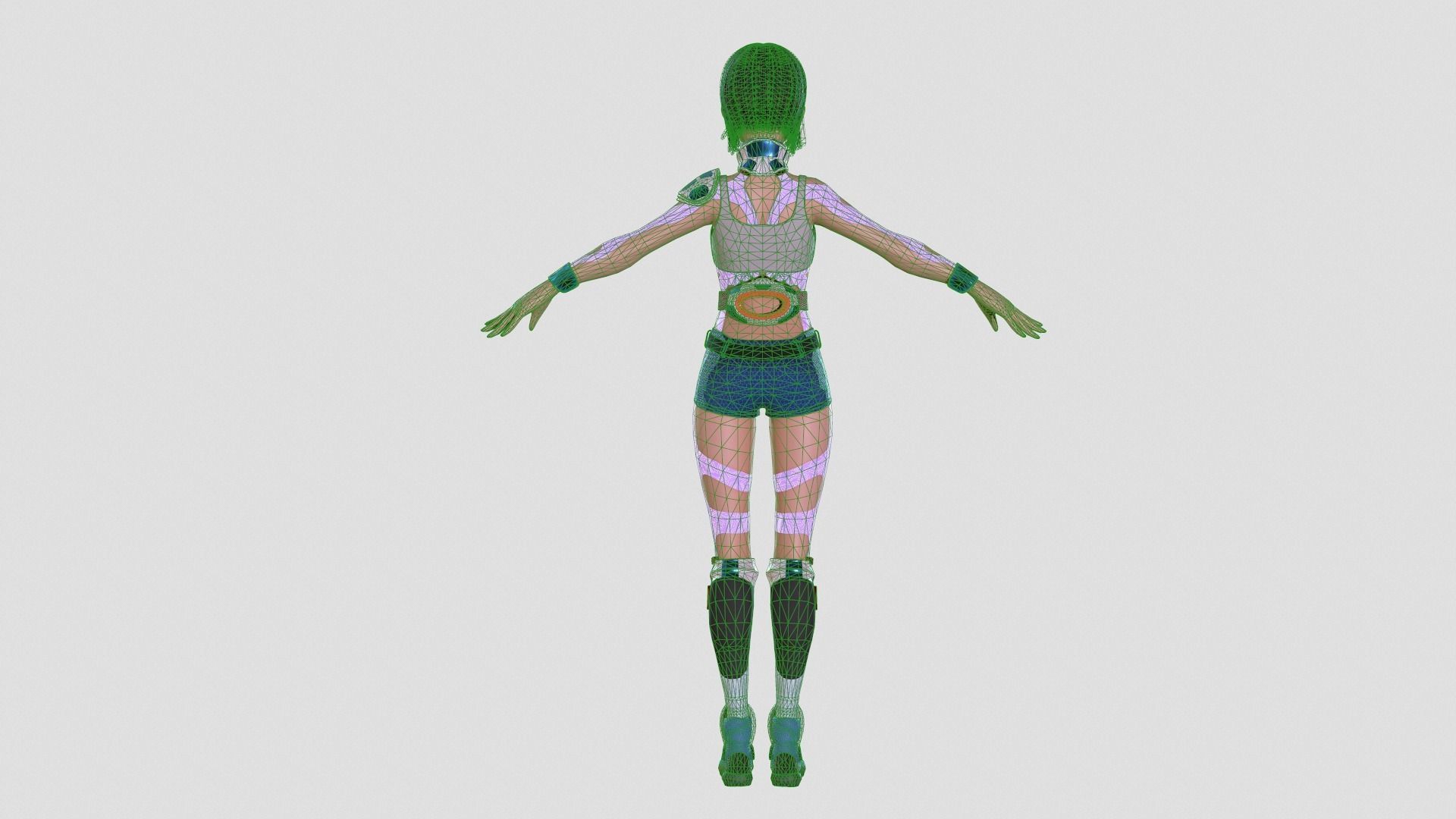 Android girl 3D model PBR Low-poly game Low-poly 3D model_12