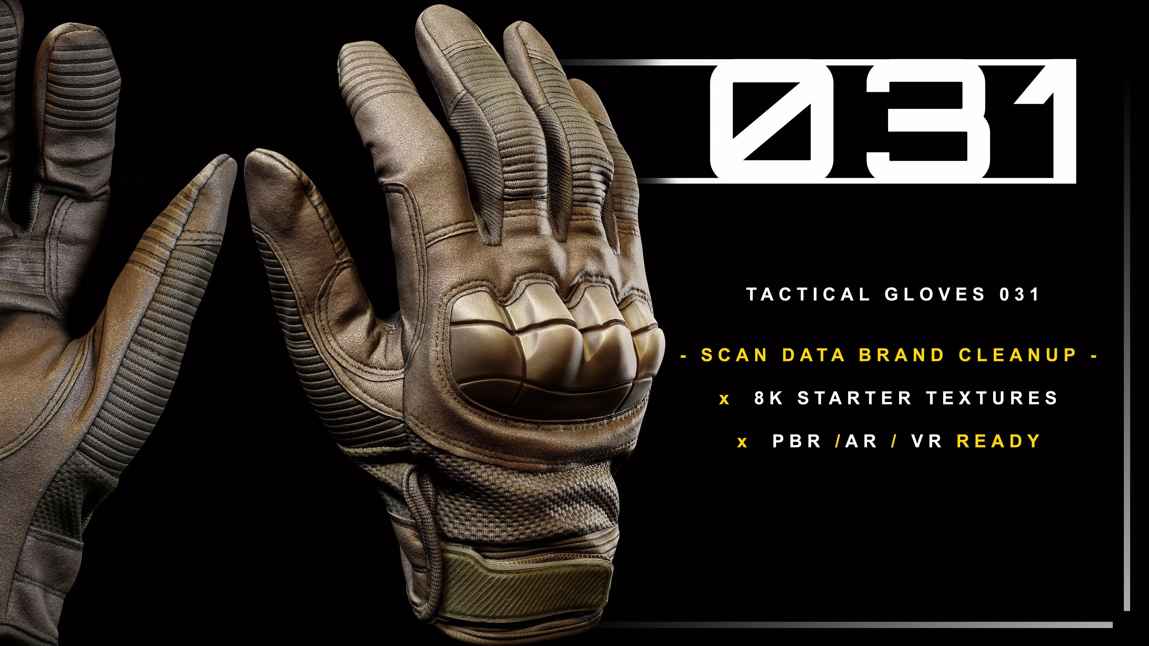 Tactical Gloves 031 Low-poly 3D model_0