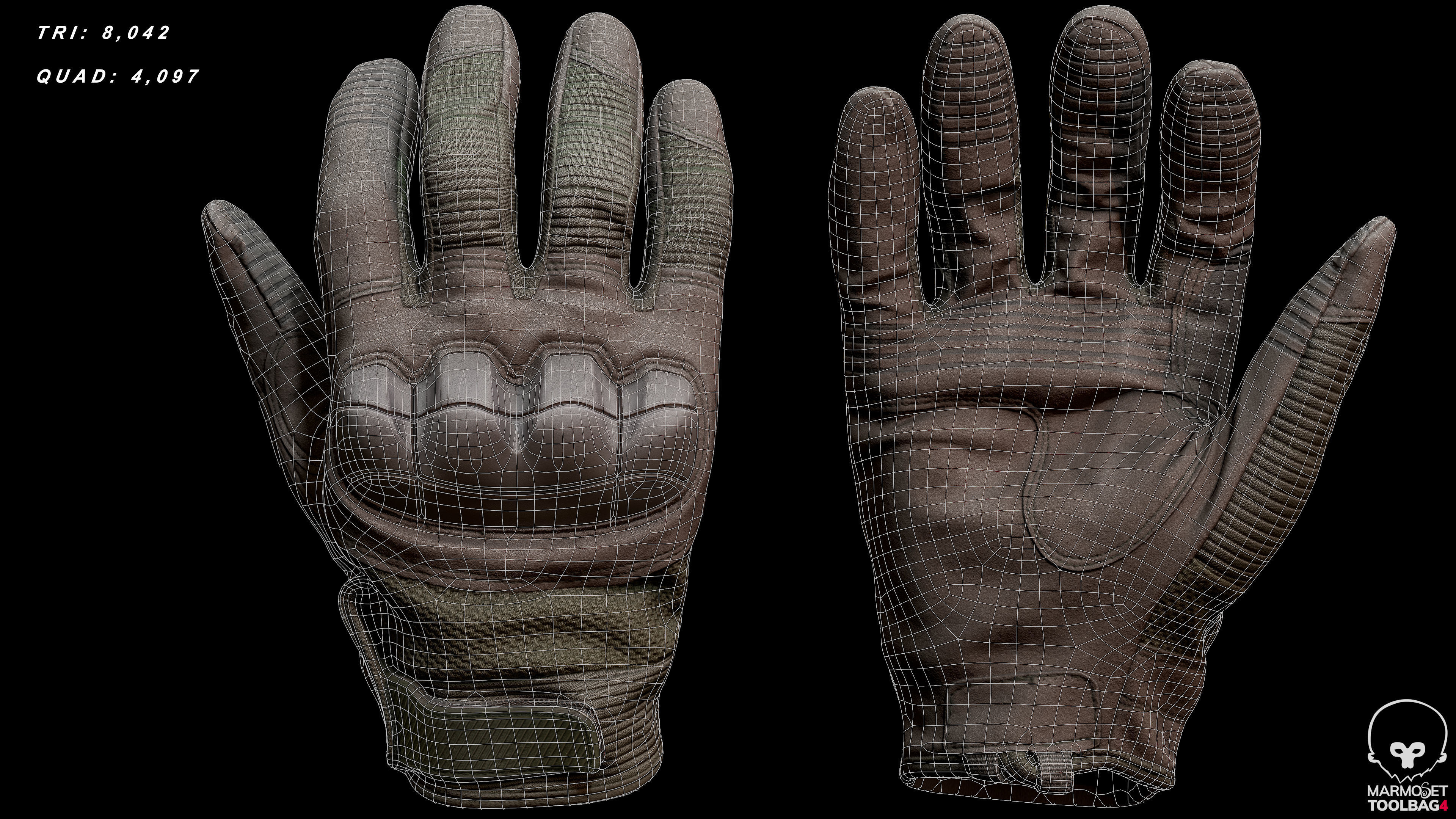 Tactical Gloves 031 Low-poly 3D model_3