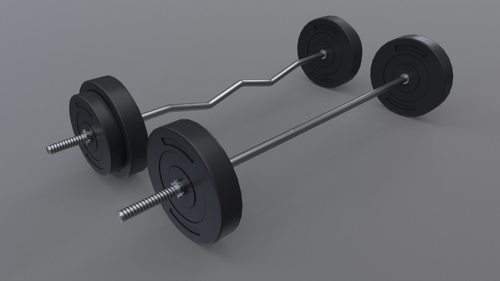 PBR Adjustable Barbell Set A1 Low-poly 3D model_11