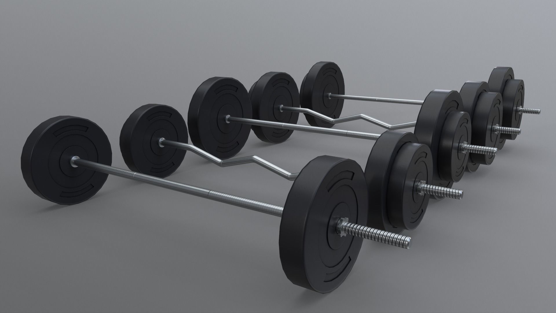PBR Adjustable Barbell Set A1 Low-poly 3D model_6