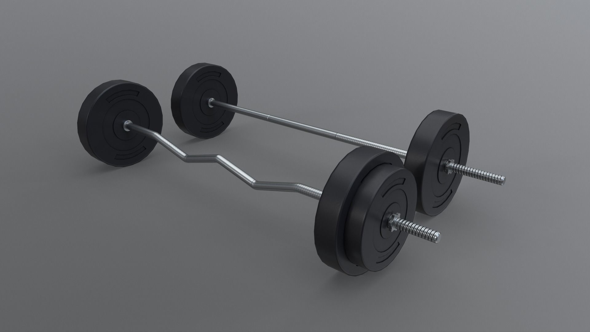 PBR Adjustable Barbell Set A1 Low-poly 3D model_9