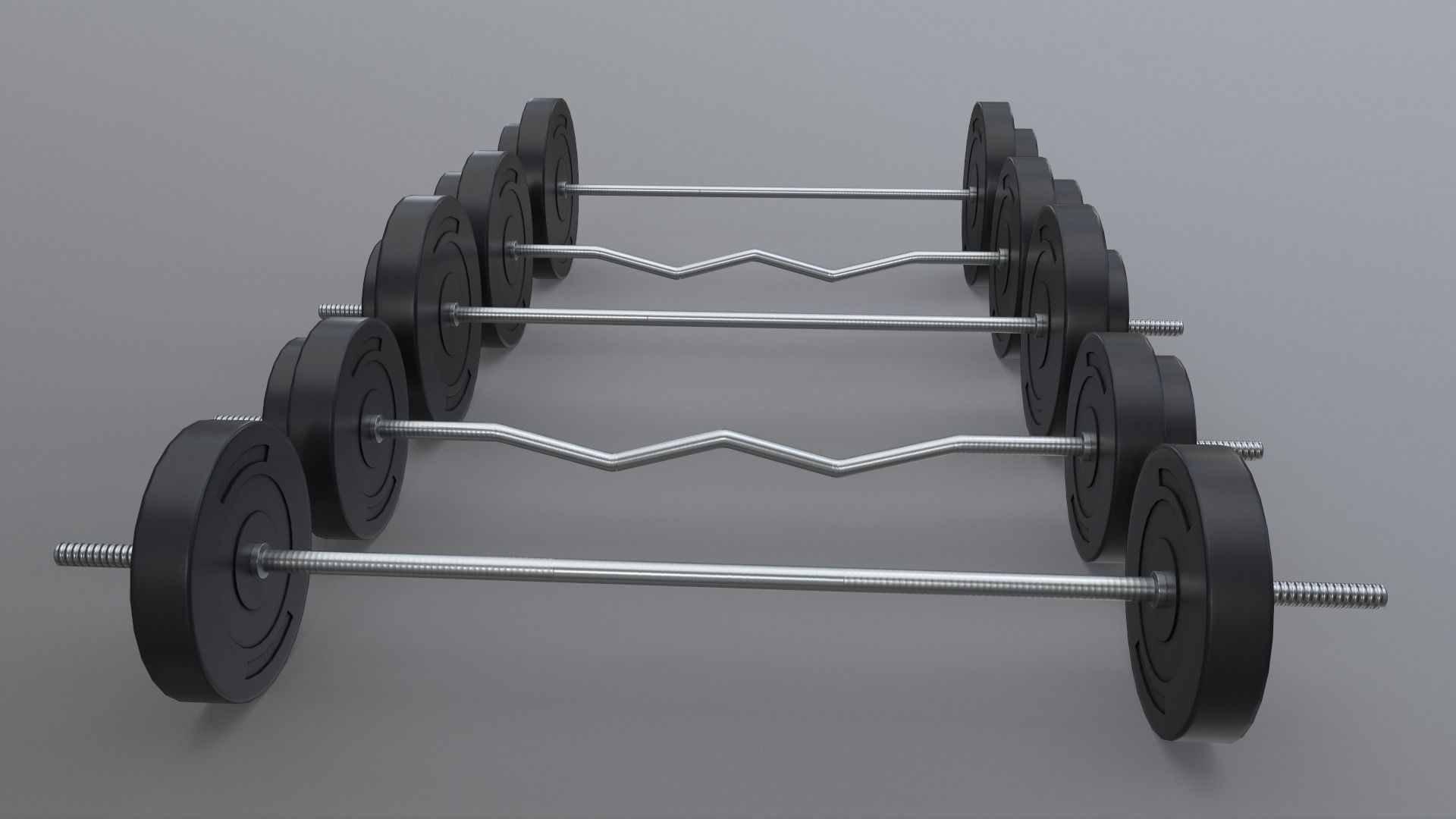 PBR Adjustable Barbell Set A1 Low-poly 3D model_7