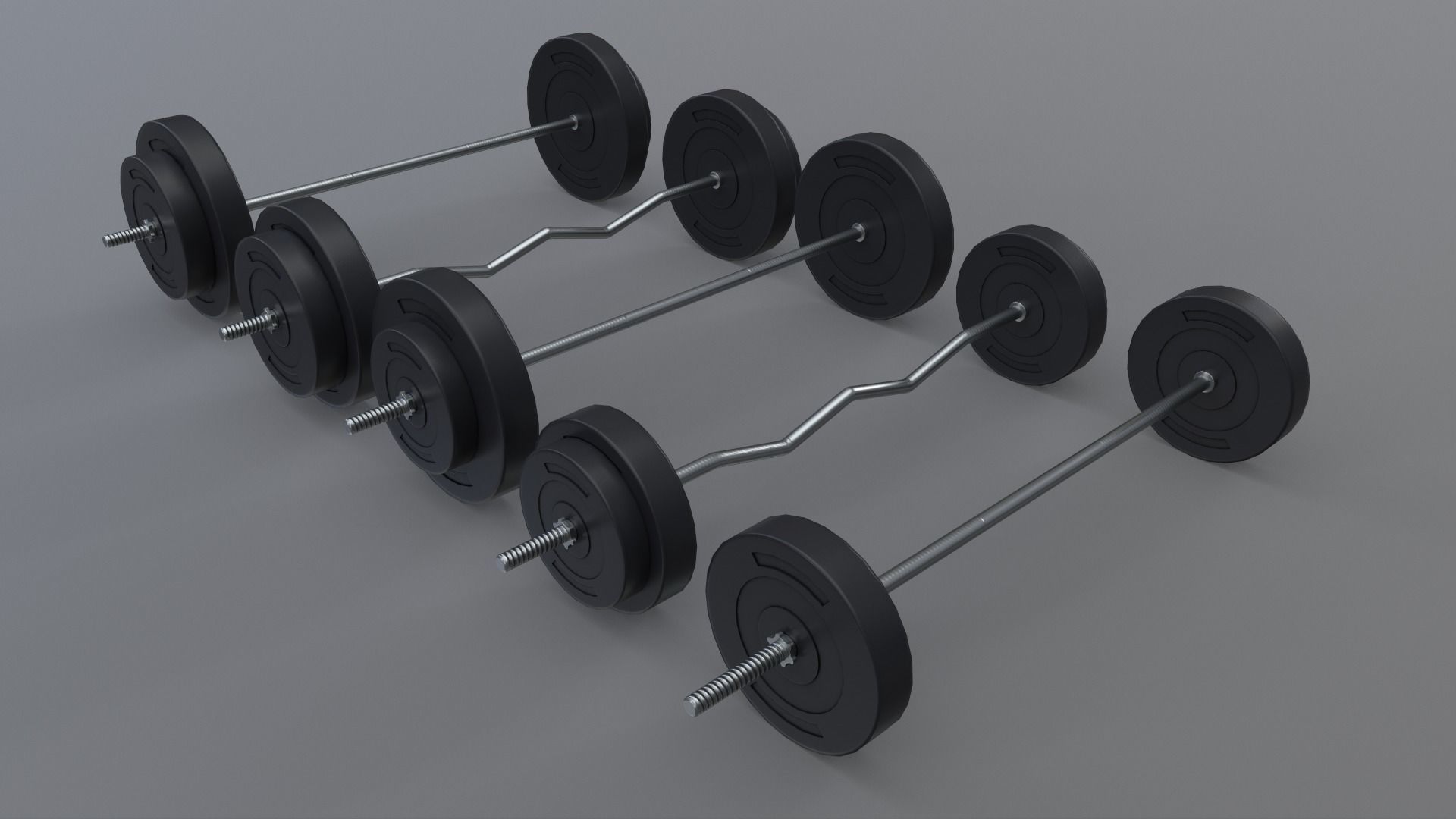 PBR Adjustable Barbell Set A1 Low-poly 3D model_8