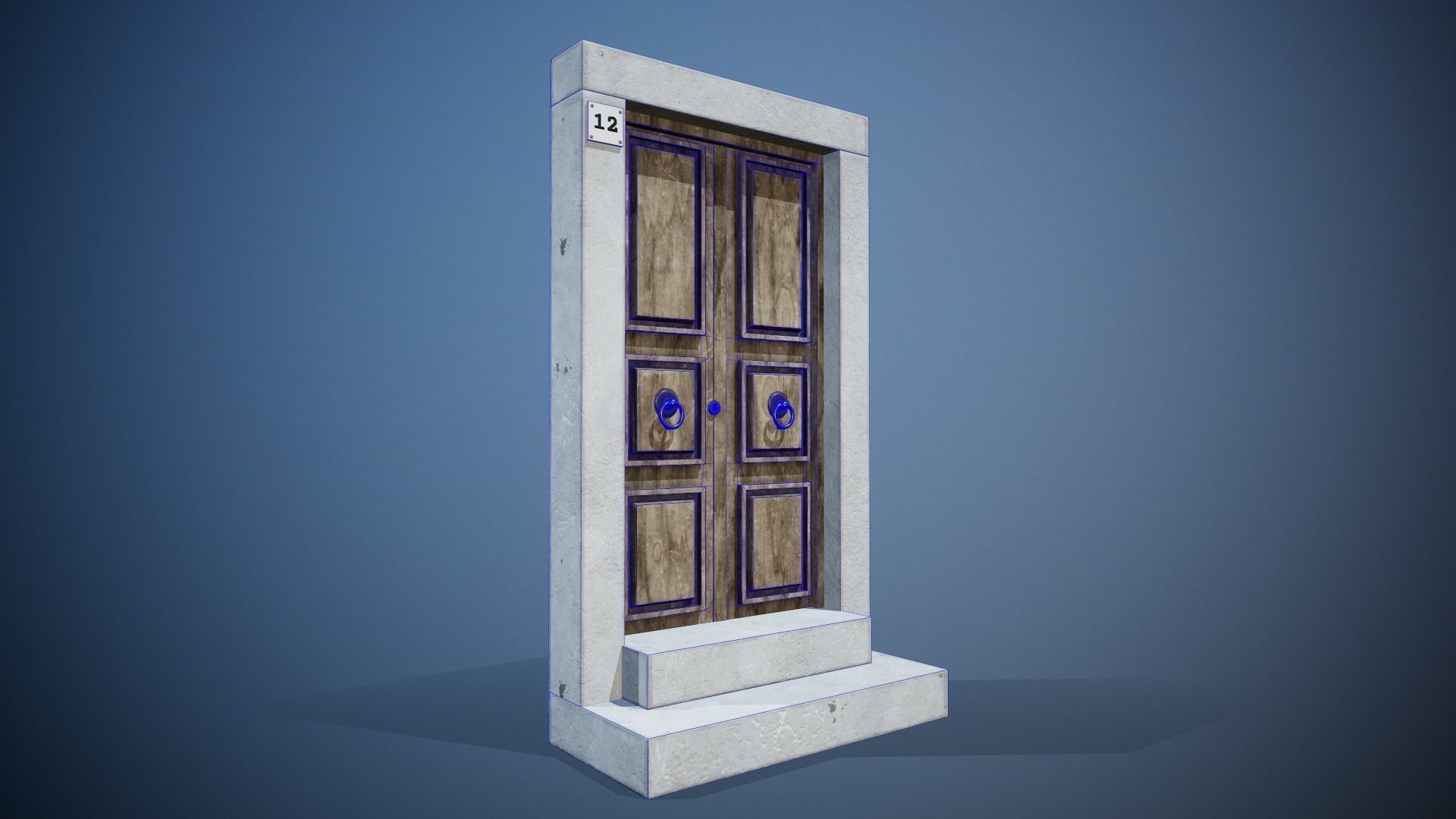Old Door - Tutorial Included  Low-poly 3D model_3