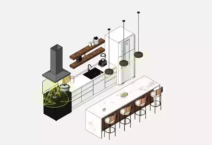 High quality parametric kitchen family for your revit projects