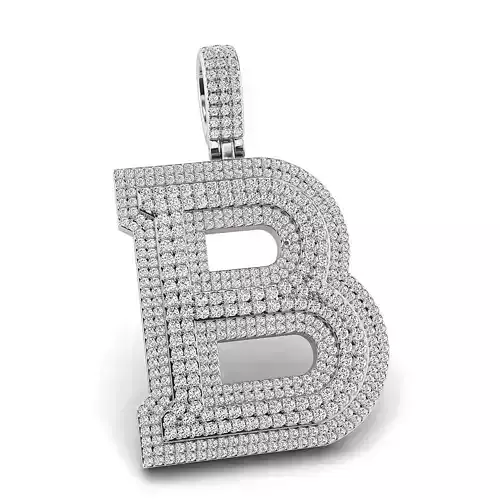 Alphabet Latter B Diamond Pendent 3D print model