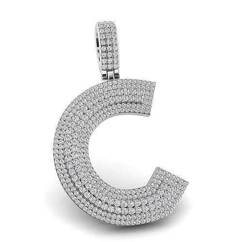 Alphabet Latter C Diamond Pendent 3D print model