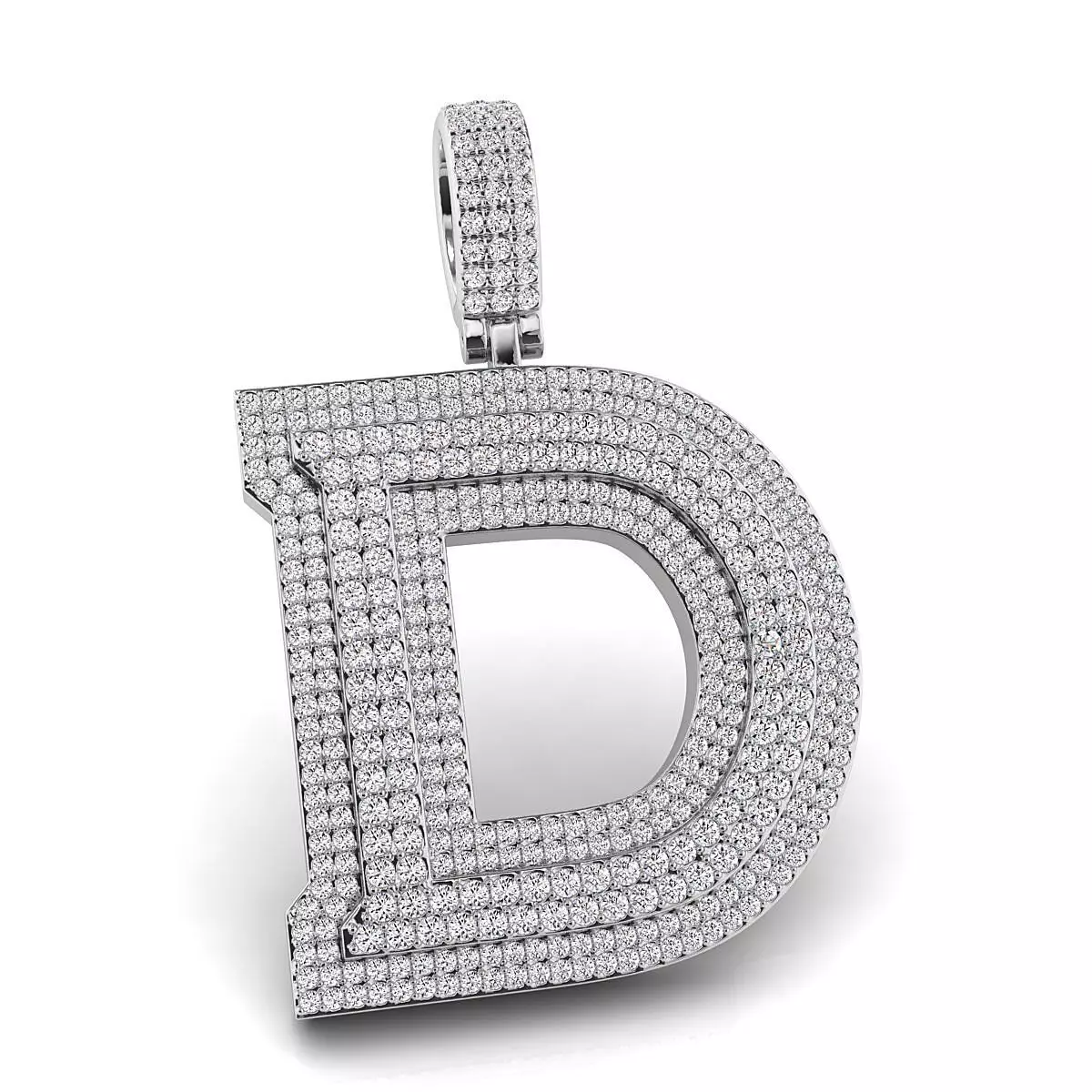 Alphabet Latter D Diamond Pendent 3D print model_0