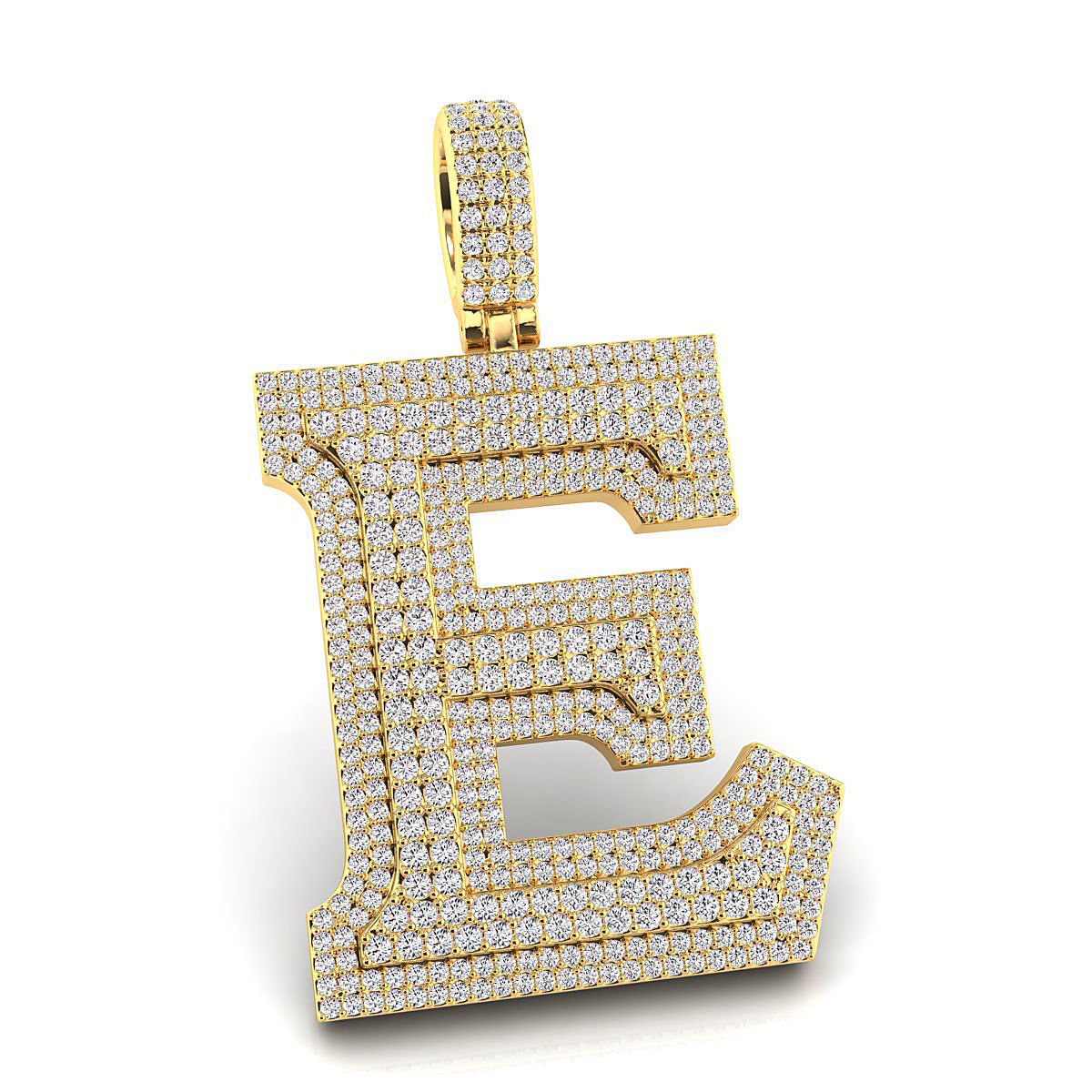 Alphabet Latter E Diamond Pendent 3D print model_2