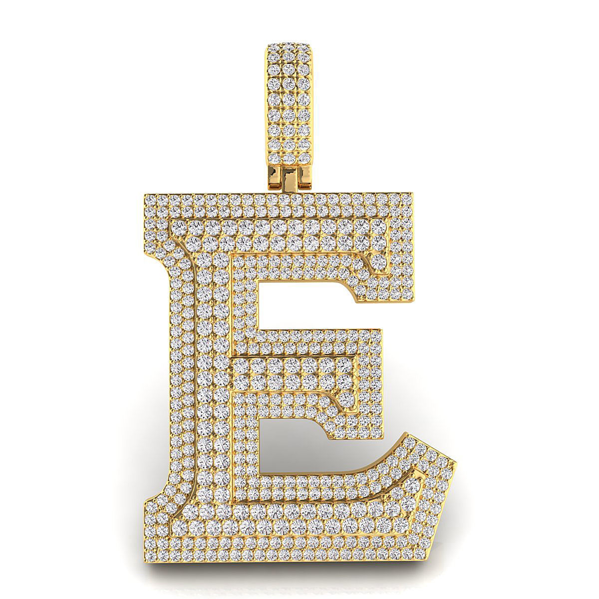 Alphabet Latter E Diamond Pendent 3D print model_6