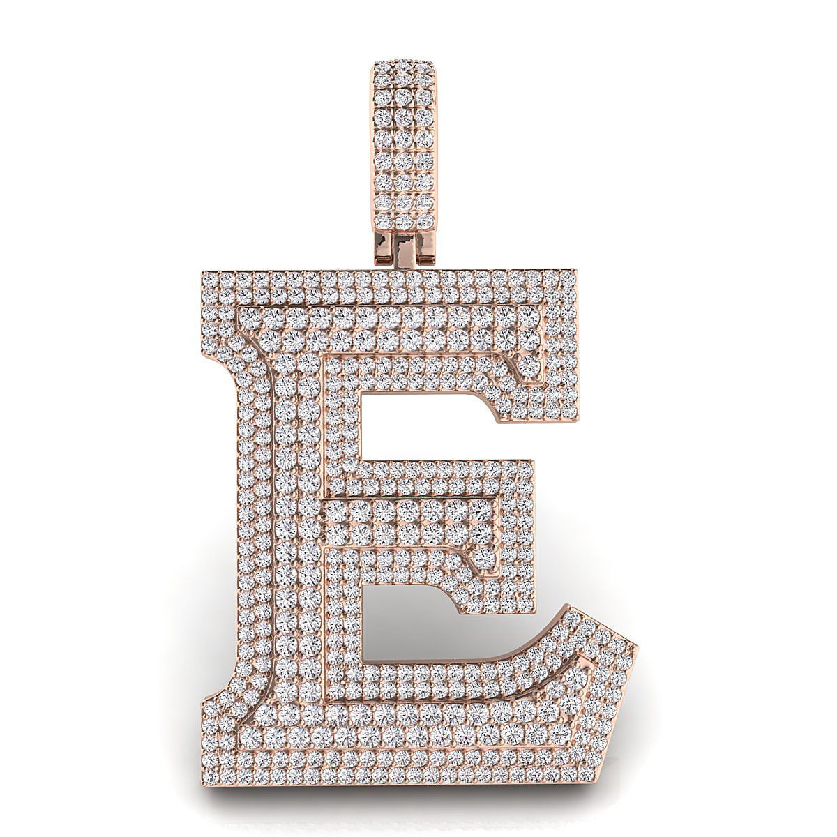 Alphabet Latter E Diamond Pendent 3D print model_5