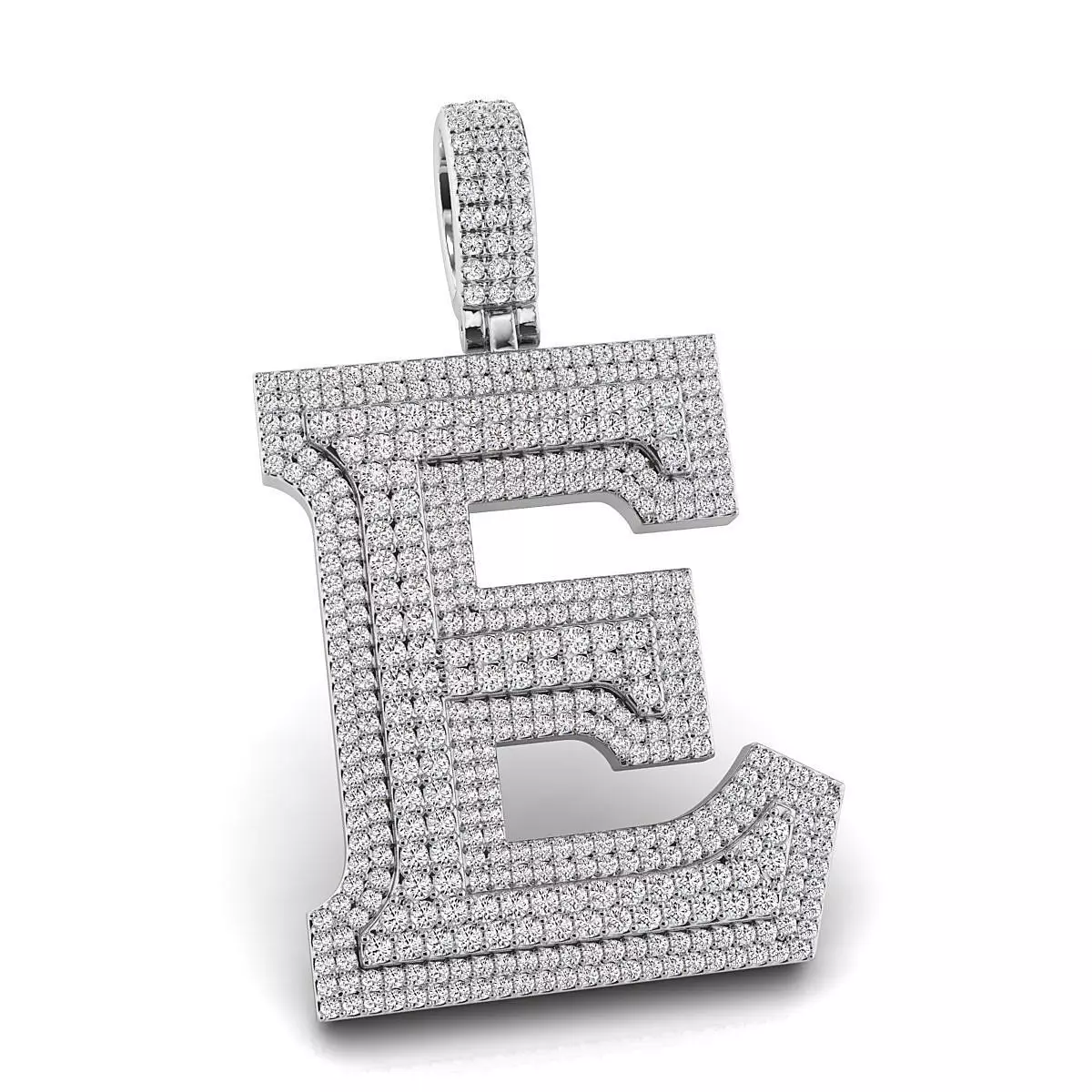 Alphabet Latter E Diamond Pendent 3D print model_0