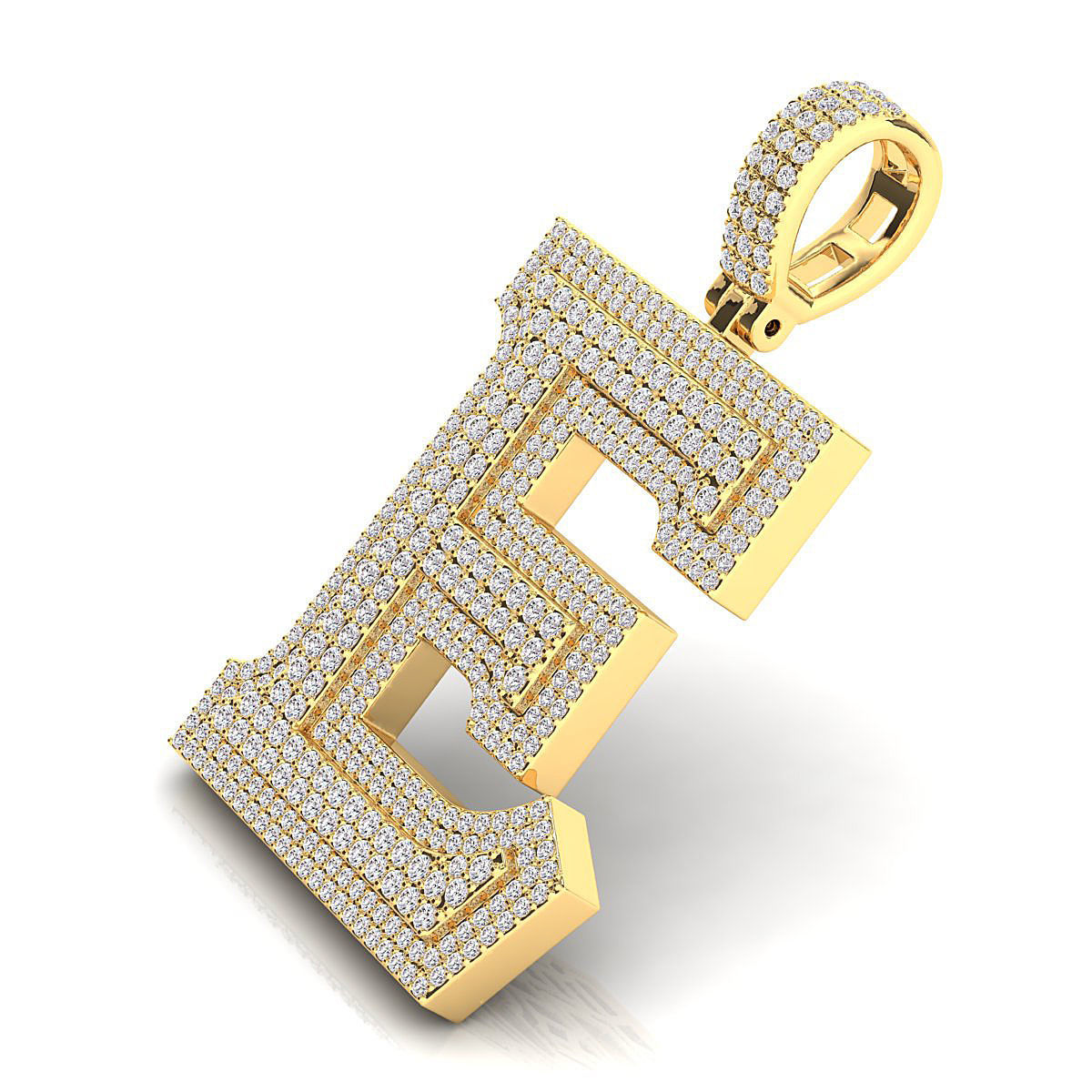 Alphabet Latter E Diamond Pendent 3D print model_9
