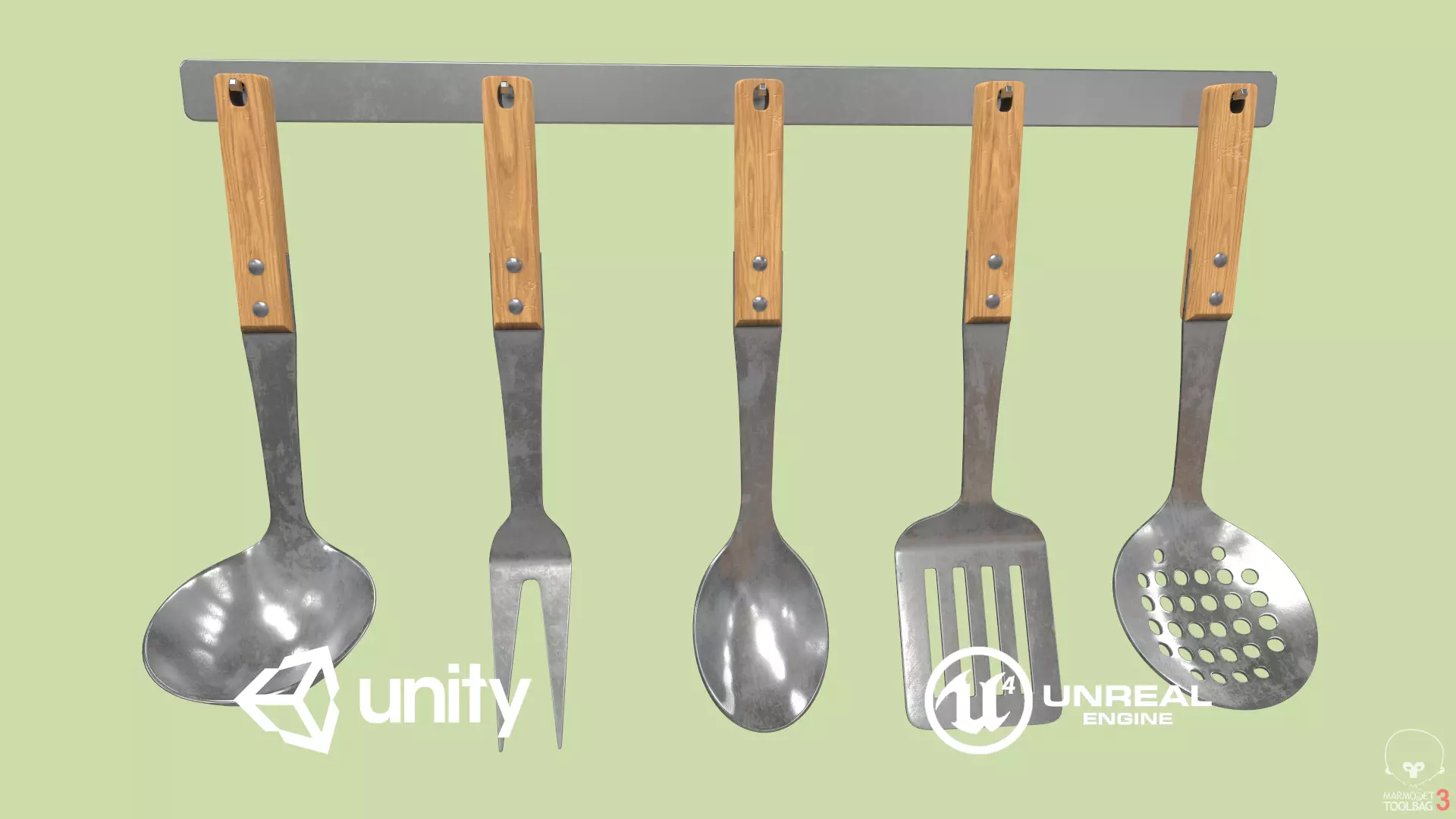 Kitchen Utensils Low-poly 3D model_0