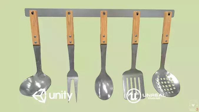 Kitchen Utensils Low-poly 3D model