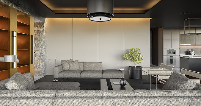 Modern living - D2 3D model 7