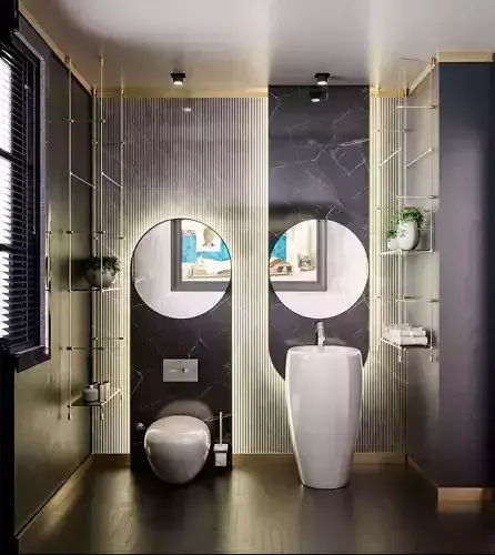 Marble WC with Brass Details 2