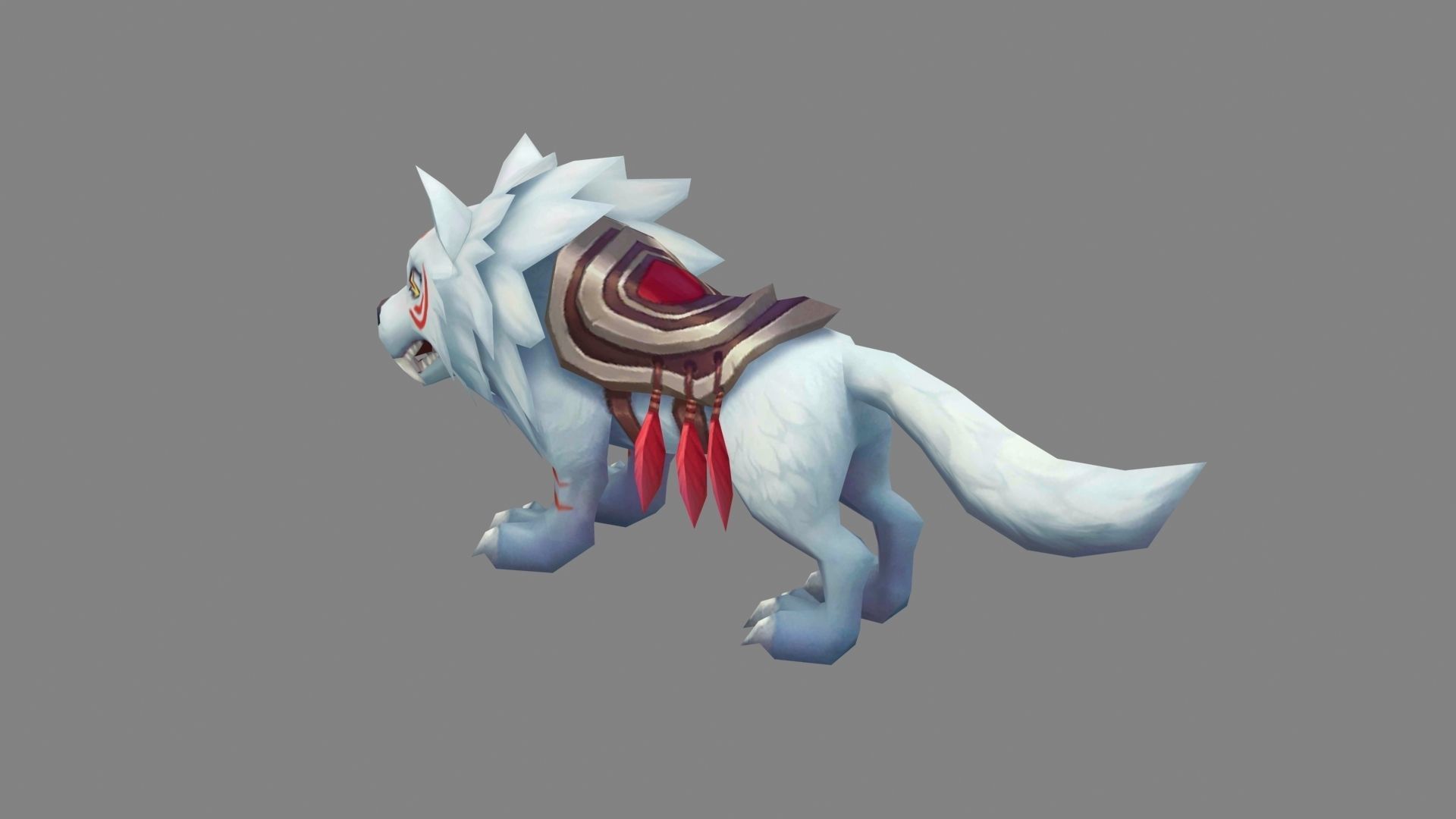 Cartoon Icefield Wolf Mount - white wolf Low-poly 3D model_1