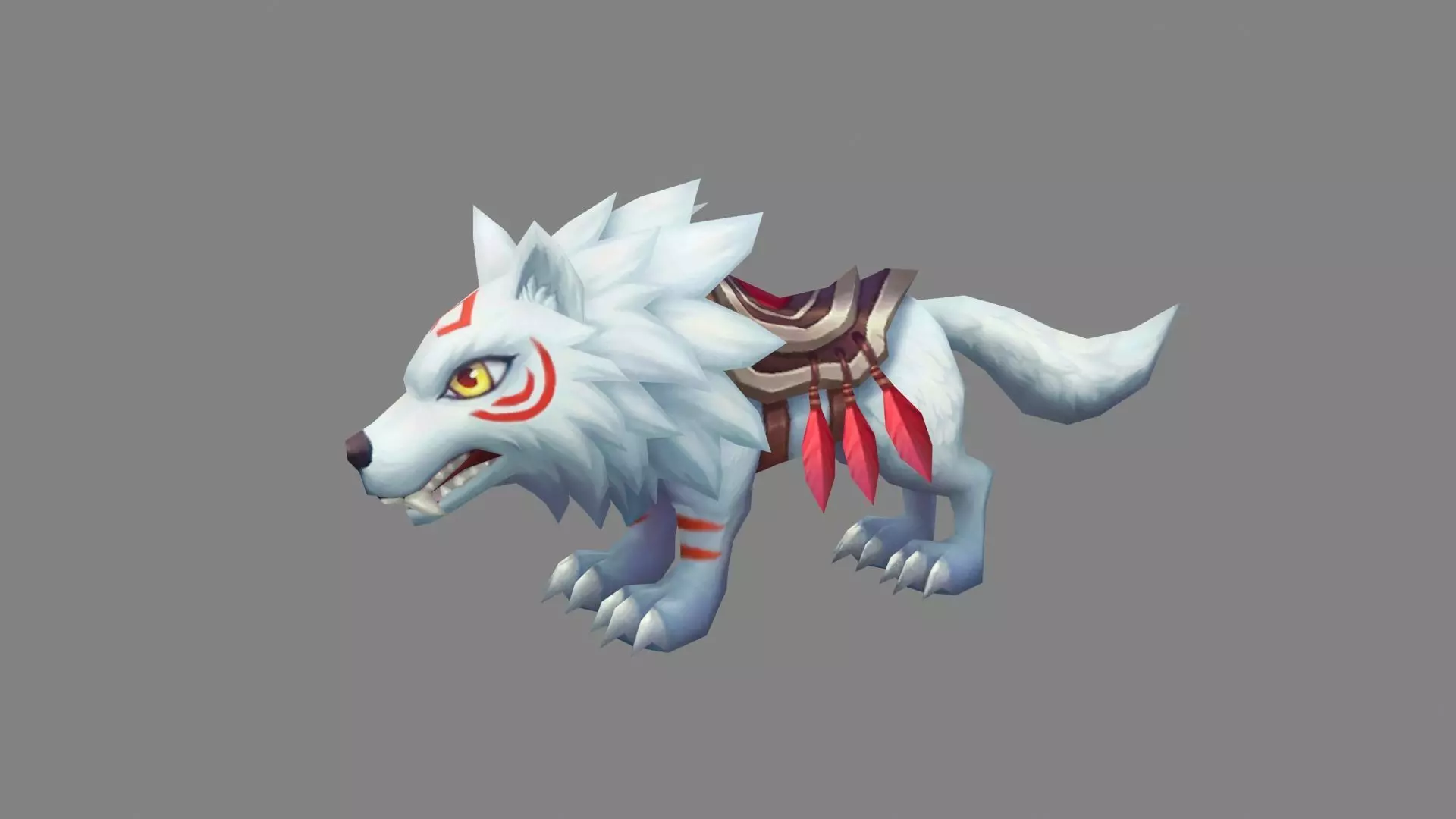 Cartoon Icefield Wolf Mount - white wolf Low-poly 3D model_0