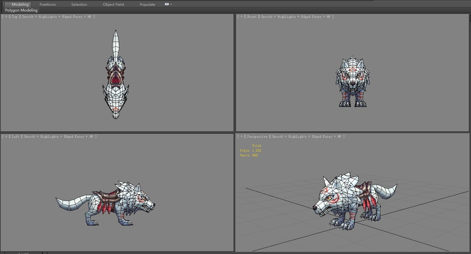 Cartoon Icefield Wolf Mount - white wolf Low-poly 3D model_4