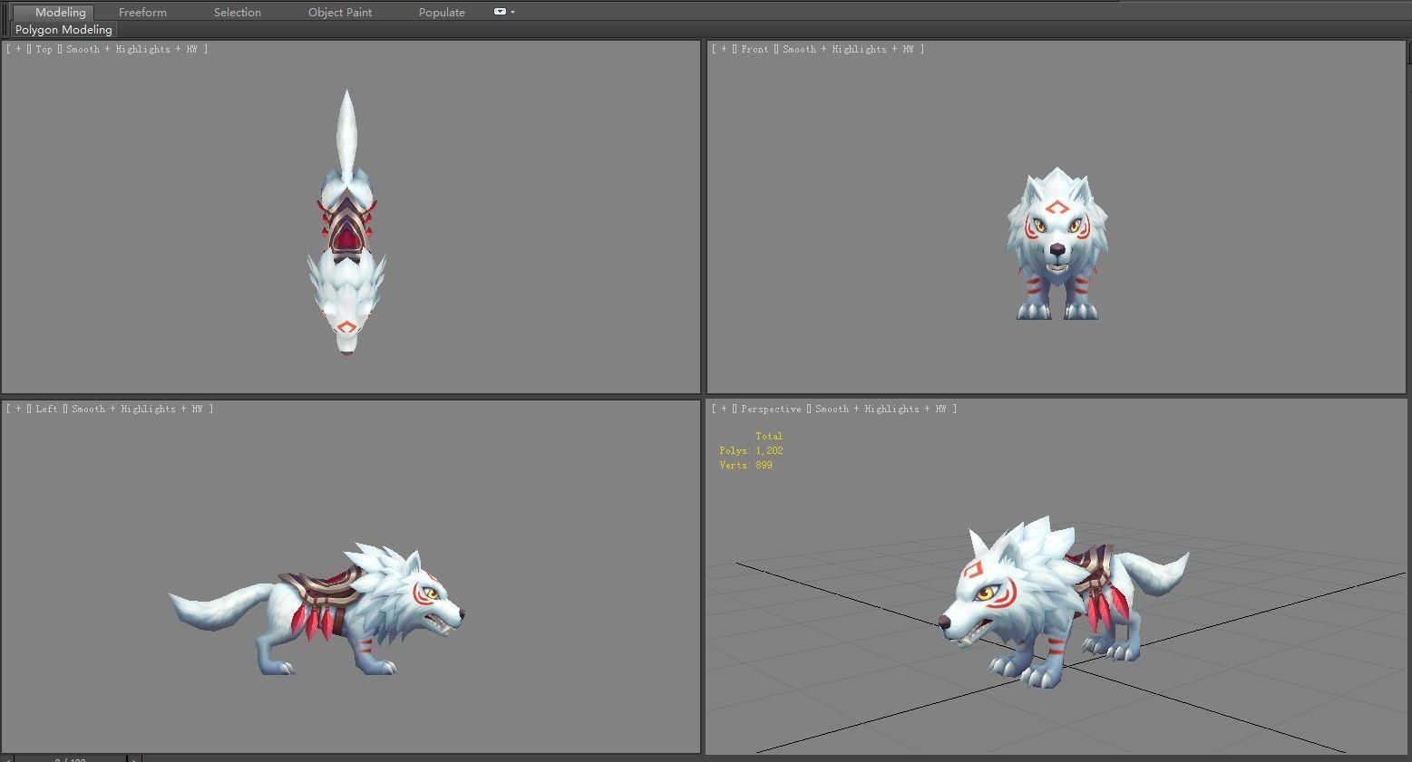 Cartoon Icefield Wolf Mount - white wolf Low-poly 3D model_3