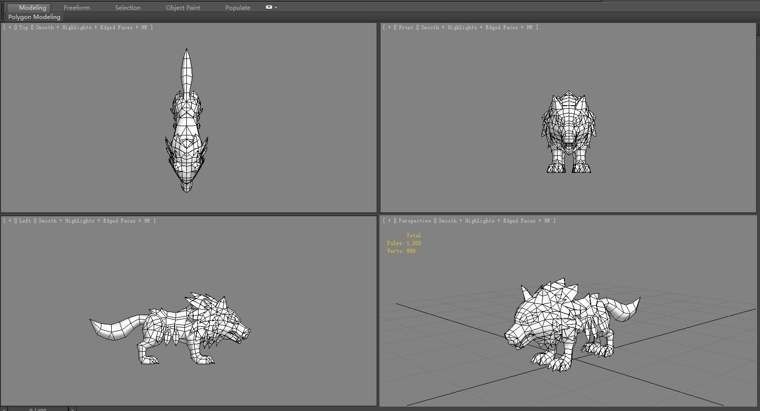 Cartoon Icefield Wolf Mount - white wolf Low-poly 3D model_5