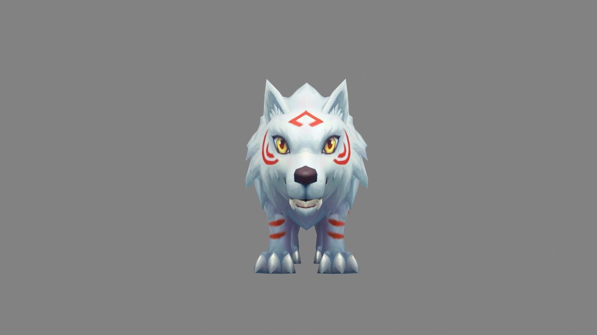 Cartoon Icefield Wolf Mount - white wolf Low-poly 3D model_2