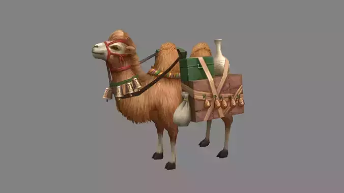 Cartoon bactrian camel - Pulling Goods - Caravans - Silk Road