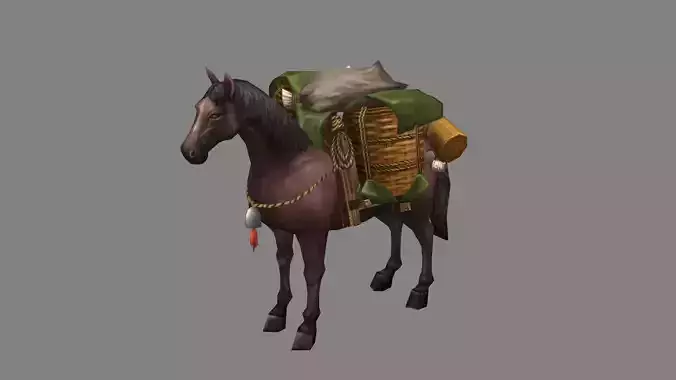 Cartoon carriage - horse of Pulling Goods - Caravans - Silk Road