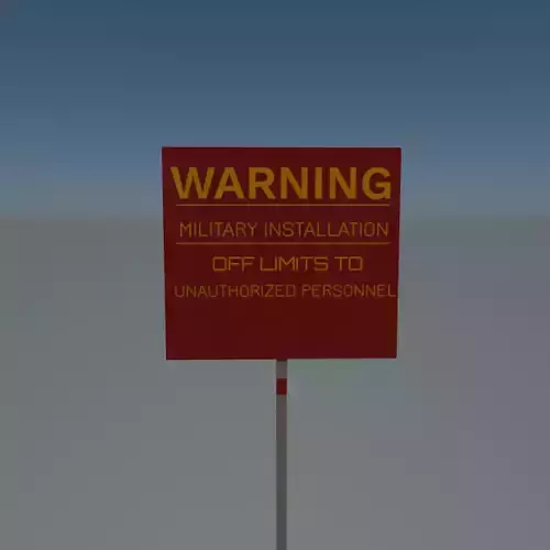 Military installation sign Free low-poly 3D model
