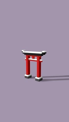 Voxel  Torii Low-poly 3D model