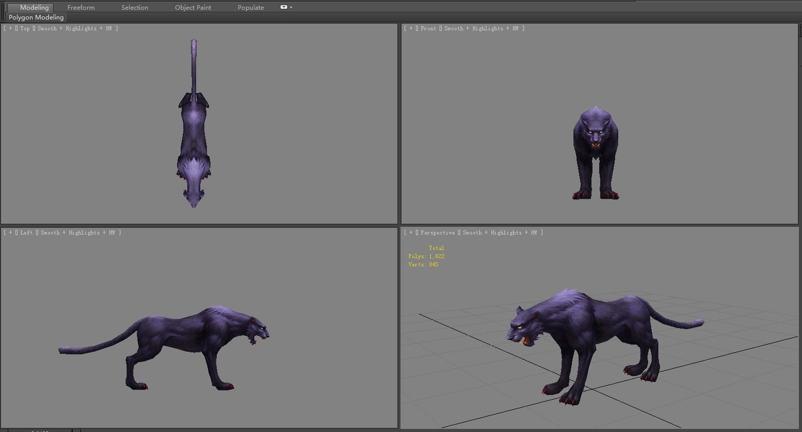 Cartoon black panther Low-poly 3D model_3