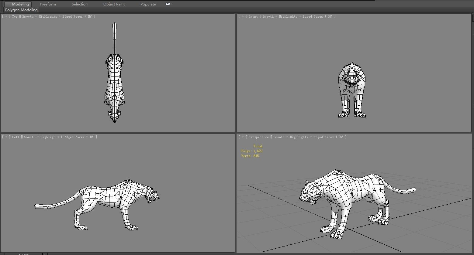 Cartoon black panther Low-poly 3D model_5