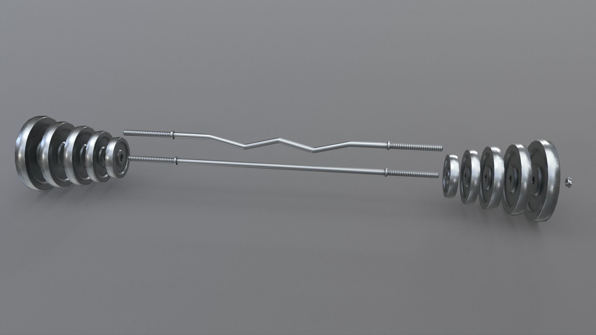 PBR Adjustable Barbell Set A3 Low-poly 3D model_3