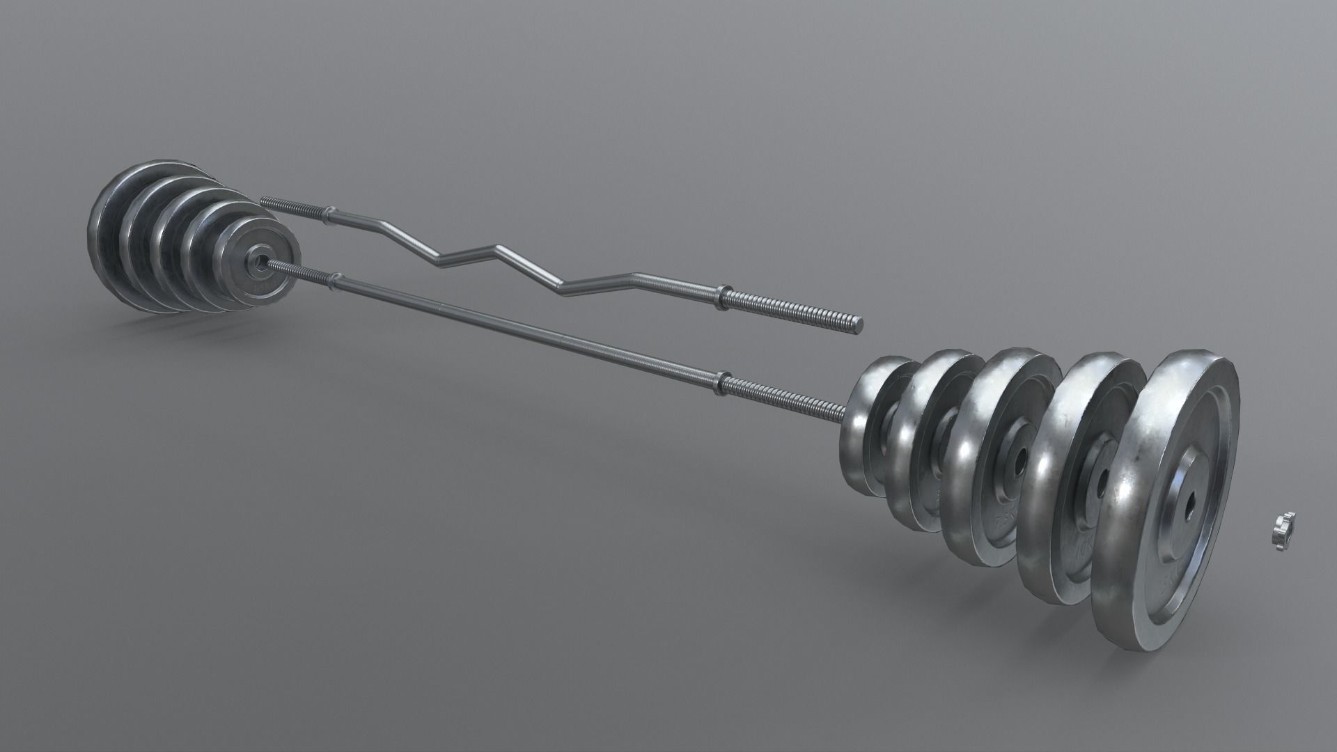 PBR Adjustable Barbell Set A3 Low-poly 3D model_2