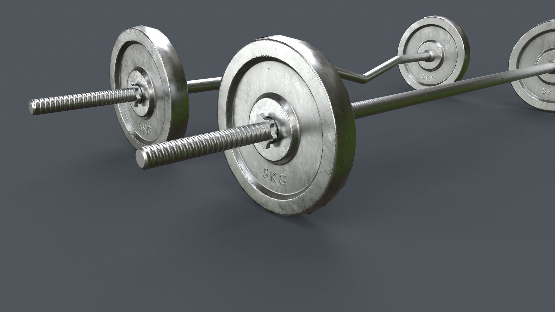 PBR Adjustable Barbell Set A3 Low-poly 3D model_5