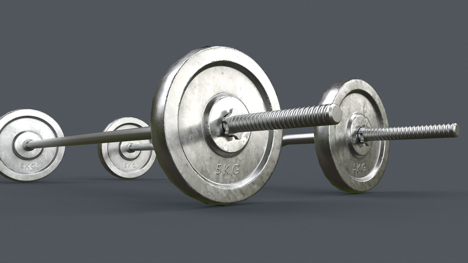 PBR Adjustable Barbell Set A3 Low-poly 3D model_8