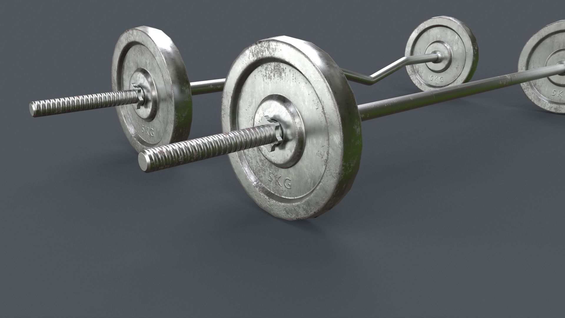 PBR Adjustable Barbell Set A3 Low-poly 3D model_6
