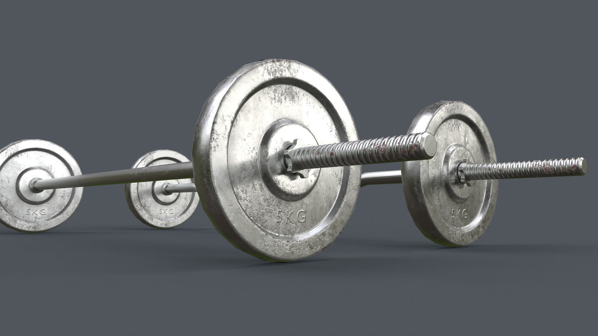 PBR Adjustable Barbell Set A3 Low-poly 3D model_9