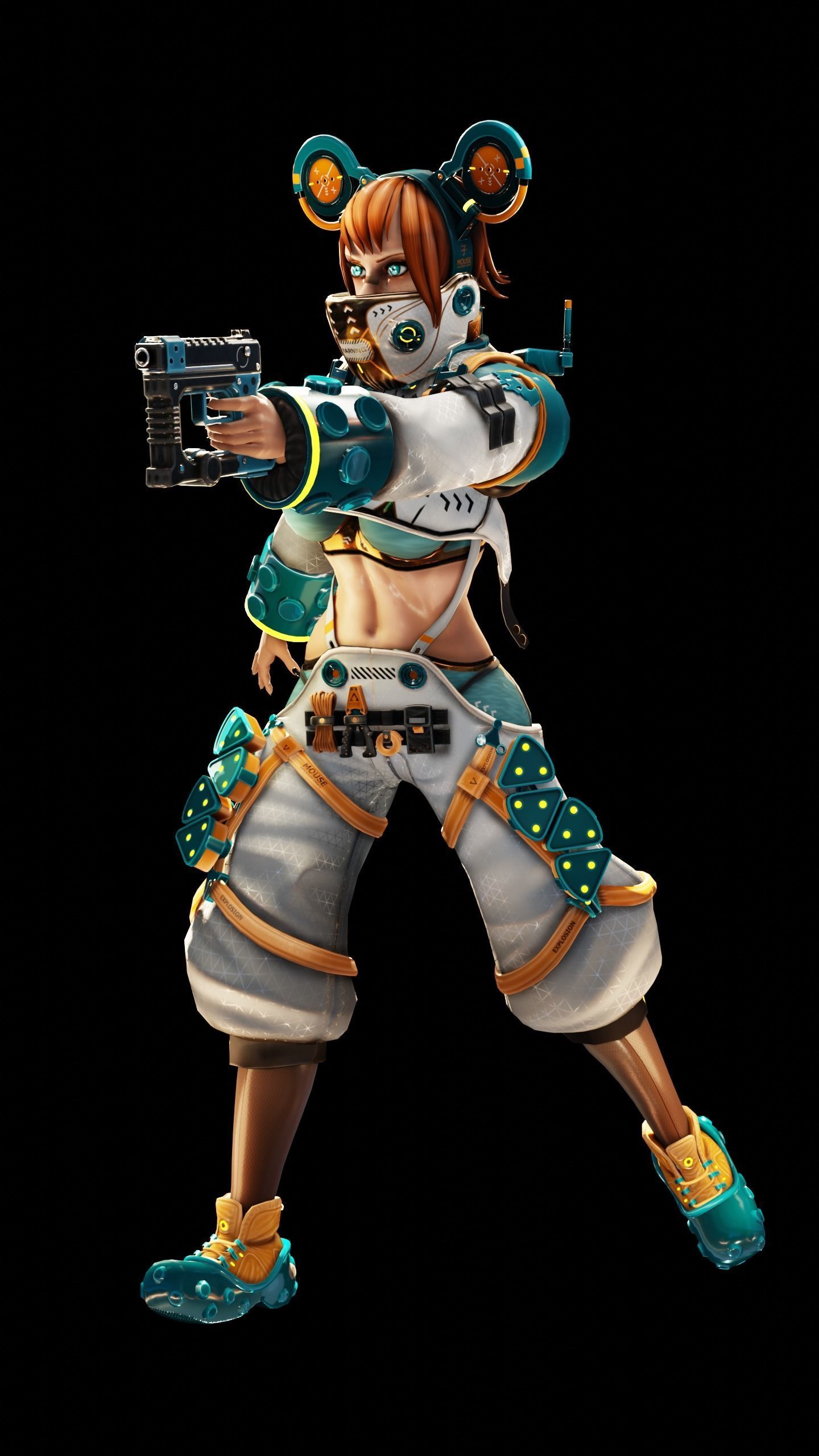 Cyberpunk Girl Low-poly 3D model_4