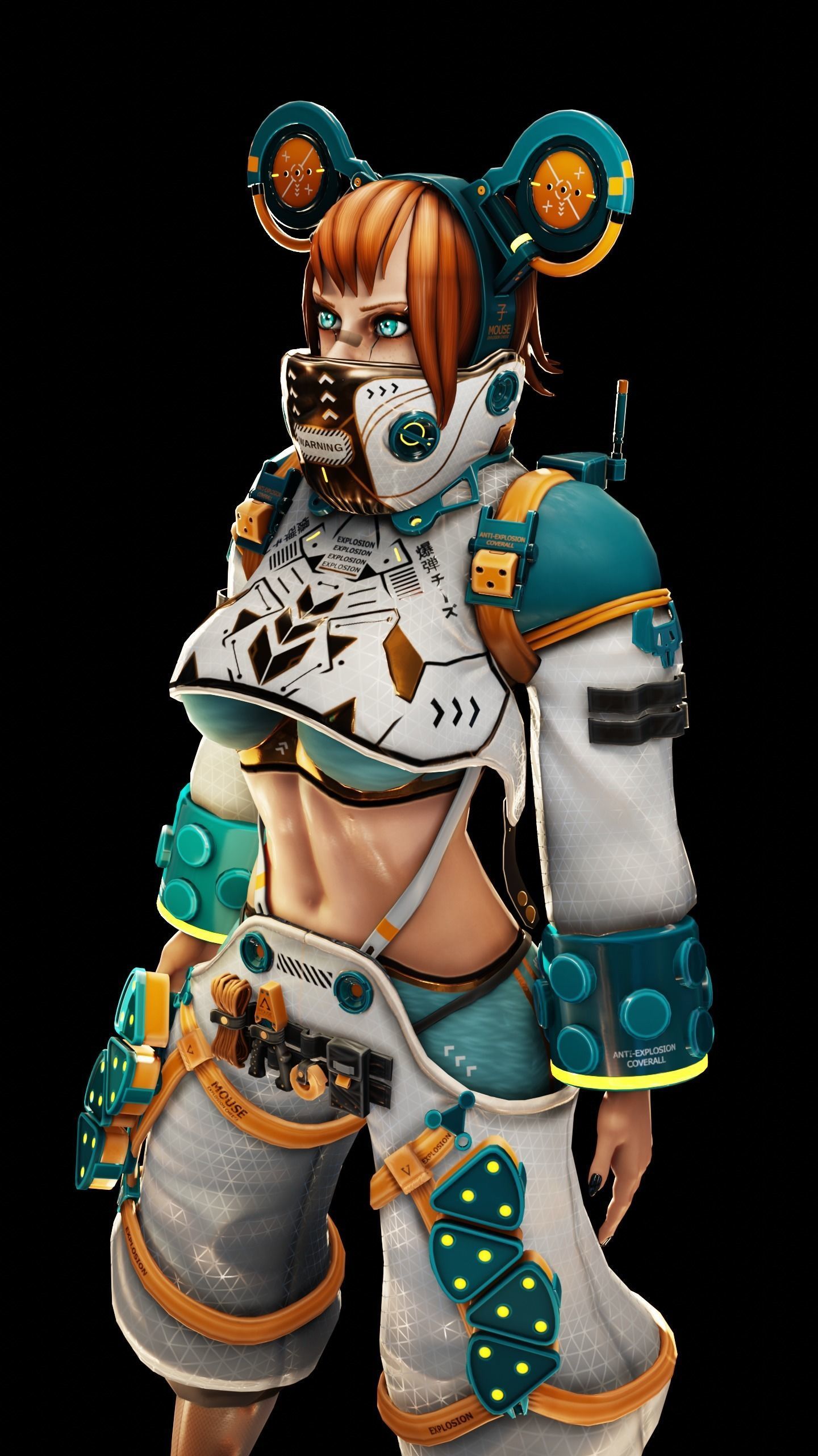 Cyberpunk Girl Low-poly 3D model_5