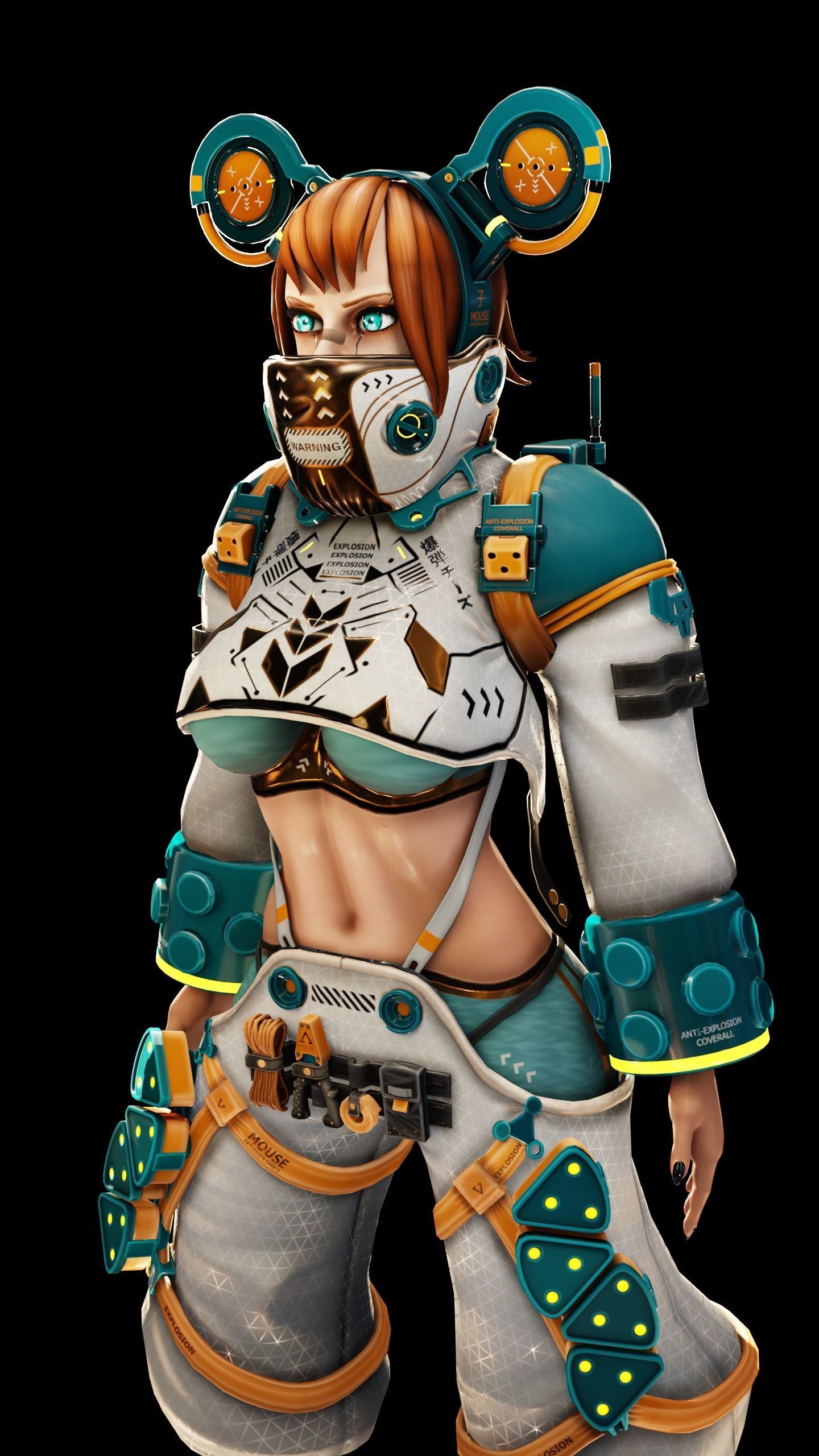 Cyberpunk Girl Low-poly 3D model_2