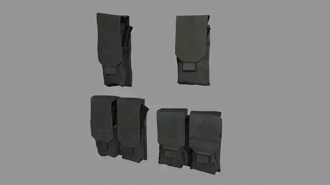 AR-AK Mags pouches pack  Low-poly 3D model